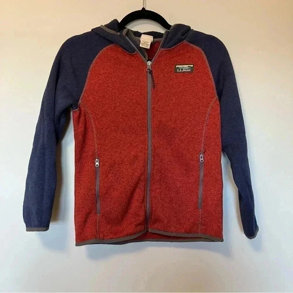 L.L. Bean red blue full  zip hooded jacket - Picture 1 of 4